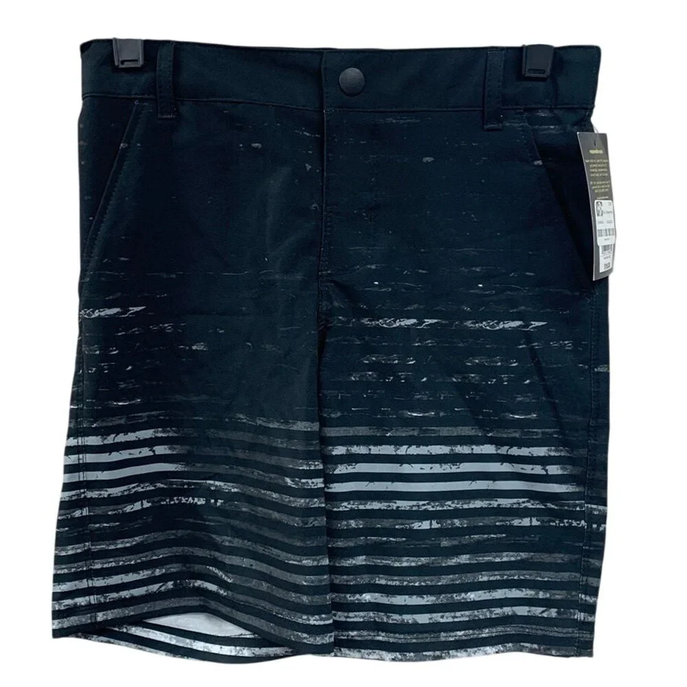 NWT New Art Class Boys Size 4 Black White Striped Lined UPF 50+ Swimming Trunks